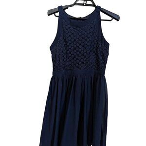Blue Rain Navy Lace Fit & Flare Dress Size M Sleeveless Cocktail Party‎